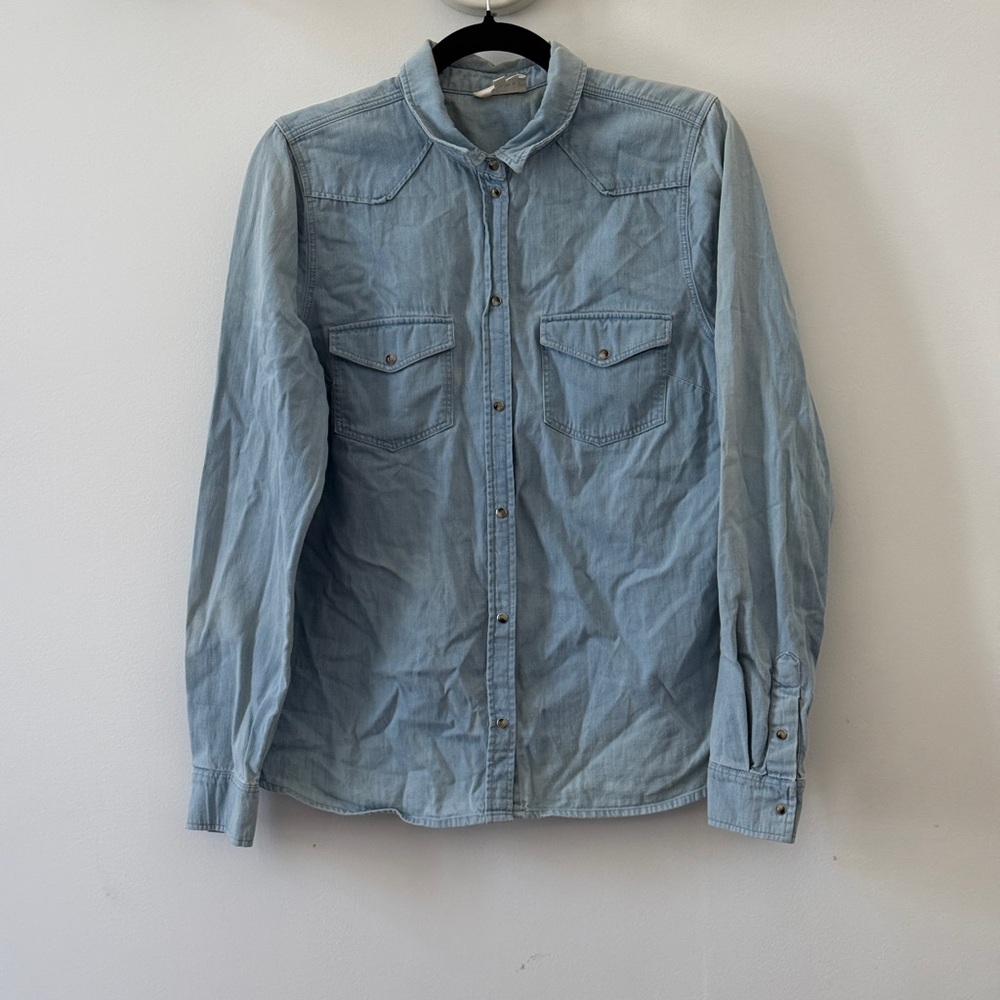 Sezane Light Blue Denim Button-Down Shirt size 40 US 6